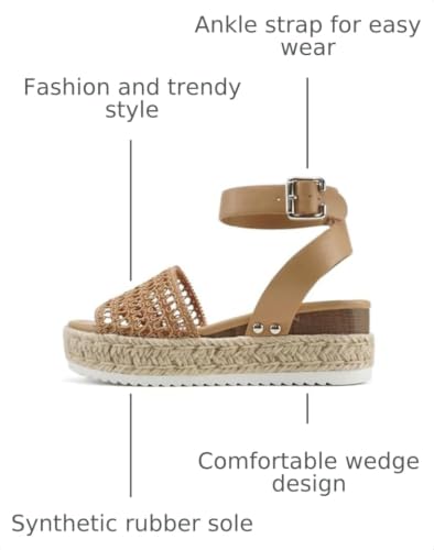 Image of Soda Topic Open Toe Buckle Ankle Strap Espadrilles Flatform Wedge Casual Sandal