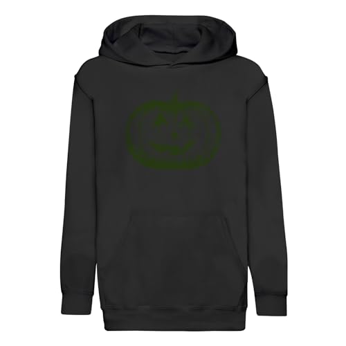 Sweat à capuche enfant Halloween citrouille effrayante noir en coton premium