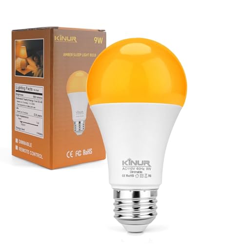 KINUR LED Amber Dimmable Light Bulbs, A19, 9W, 1800K, E26 Base - image 1