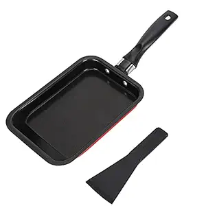 EXCLUZO Rectangular Nonstick Rectangular Pan, Mini Pan, Mini Frying Pan, Carbon Steel for Kitchen Cooking(Red WK3003-1)
