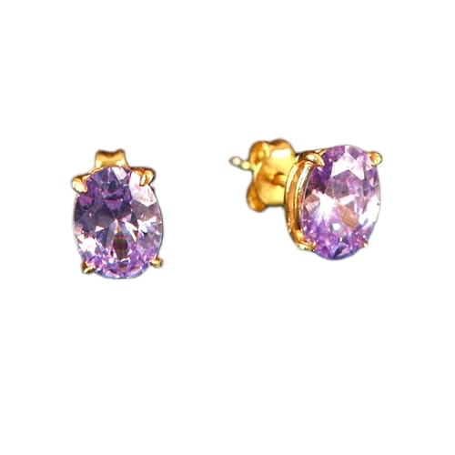 Puces d'oreilles ovales en alexandrite naturelle, le cadeau idéal en argent 925 plaqué or