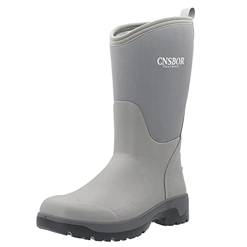 Image of CNSBOR Men's Rain Boots - Waterproof Rubber Insulated Boots for Fishing, Agriculture & Industrial Working
