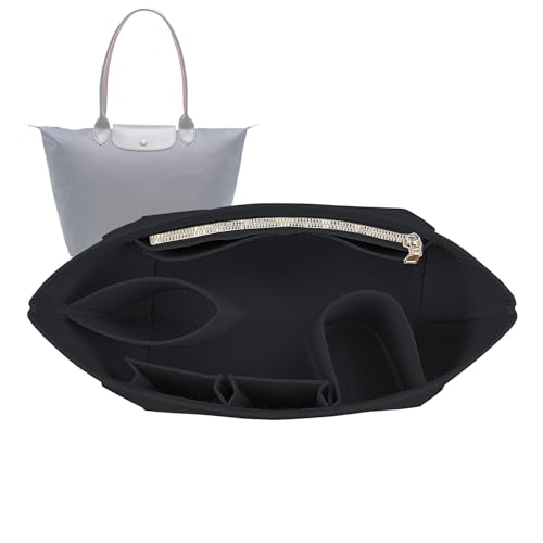 Lckaey Purse Organizer Insert for Longchamp Le Pliage Large Tote - Felt Organizer 1028black-L