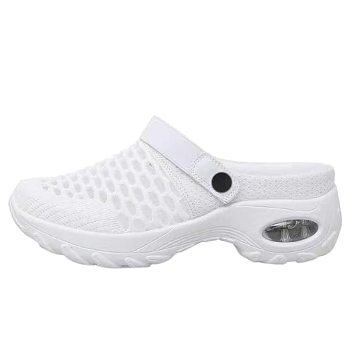 Zuecos con cojín de aire para mujer, de malla transpirable, sandalias ligeras para caminar con correa ajustable, suela antideslizante cómoda, soporte acolchado que absorbe los golpes, calzado de