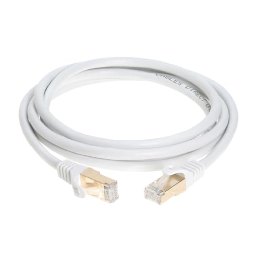 Image of 6FT S /FTP CAT 7 Gold Plated Shielded Ethernet RJ45 Copper Cable 10 Gigabit Ethernet Network Cat7 Patch Cord (6ft, White)