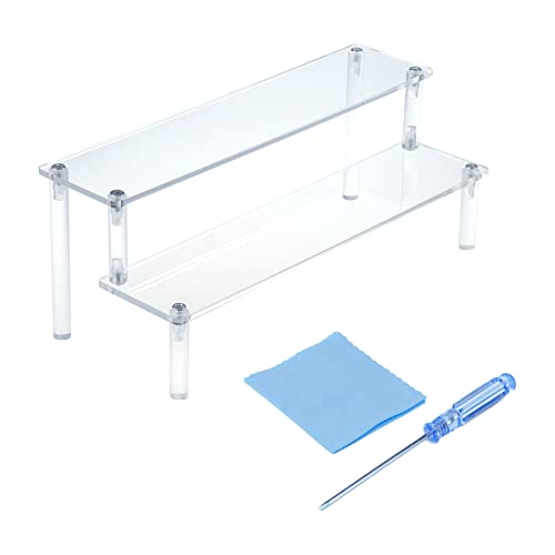 T Tulead 2 Tiers Acrylic Riser Rectangular Display Riser Stand Tabletop Clear Display Riser 3.9-inch Height Cupcake Riser Stand Perfume Display Riser