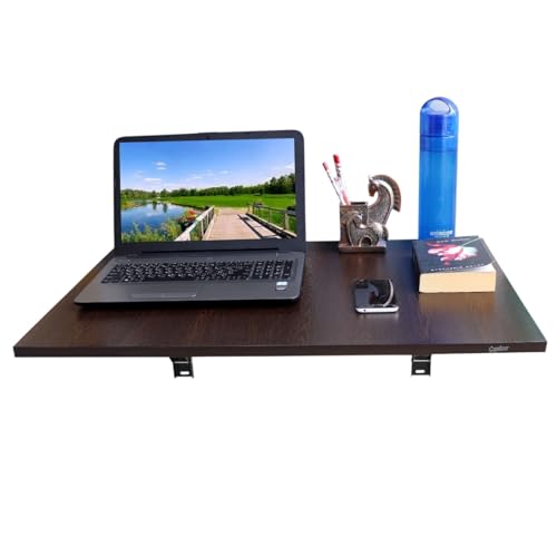 Image of Captiver Mediumelara Engineered Wood Wall Mounted Foldable Study Tables Invisible Shelf (Wenge 80X53 CM) Office Students Kids Homework Homes Cabinet Stylish Workstation Wardrobe