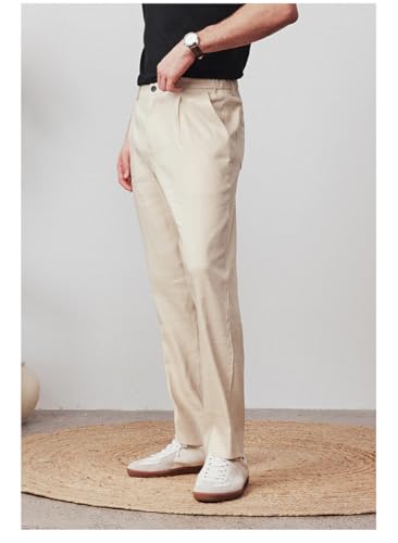 100% Natural Linen Men's Trousers Black Simple Temperament Elegant Business Casual Men's Comfortable Cool High-end Clothing4