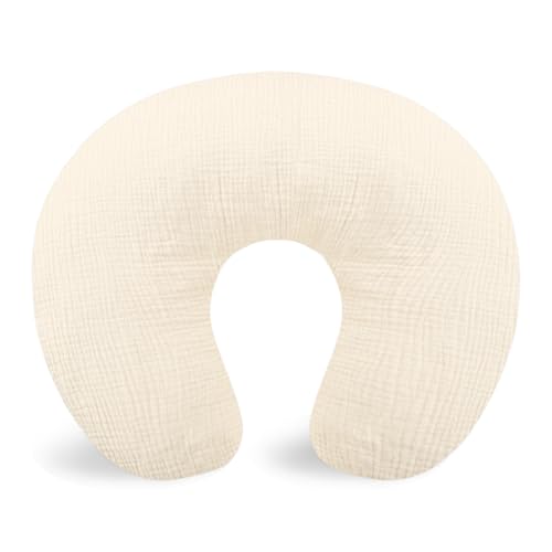 Image of Hooyax Muslin Nursing Pillow Covers Only, Soft and Breathable Nursing Covers for Breastfeeding Pillows, Adorable Infant Feeding Pillow slipcover for Baby Boy and Girls (Wheat)
