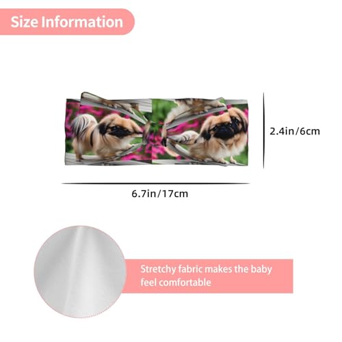 Cute Pekingese Picture Baby Bow Headband Super Stretchy Soft Bows Hair Accessories for Newborn Infants Toddlers Kids Girls3