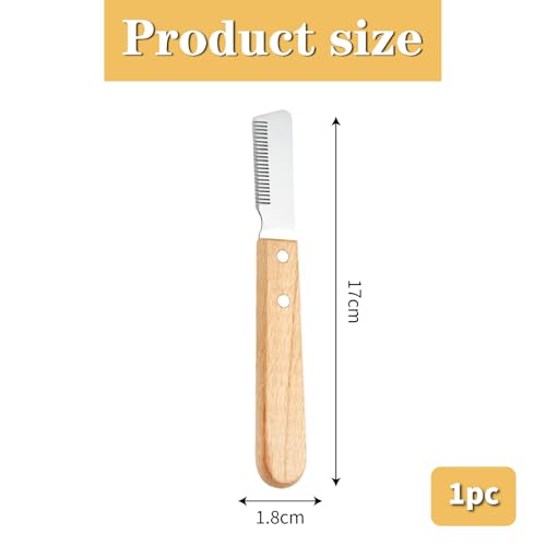 Trimmmesser für Hunde,Edelstahl Trimmer für Katzen Hund,Hundefellpflege Trimmmesser,Trimm Messer Pflegemesser,Trimmkamm Hund mit Holzgriff,Unterwolle Trimmesser für Rauhaardackel Hunde Terrier Dackel