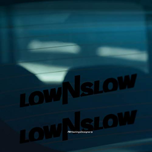 HastingsDesigner 2 pegatinas de vinilo para ventana de coche Low N SLOW Lowered JDM Dub Drift (negro) Cover