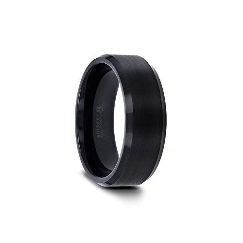 Alliance en tungstène noir pour homme brossé et poli Thorsten Elise