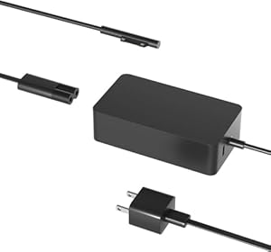 Surface Netzkabel 65W für Microsoft Surface Pro 3 4 5 6 7 7+ 8 9 10 X Surface Laptop 7/6/5/4/3/2/1 Surface Book 3/2/1 Surface Go 4 3 2 1 Tablet Windows Ersatz-Netzteil Ladegerät mit 5V USB-Anschluss