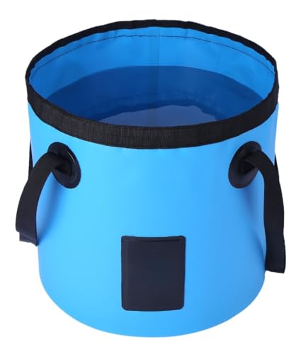 アウトドア折りたたみ釣りバケツ キャンプ用洗面器 大容量 多機能 ハンドル付き 軽量 持ち運び可能 ラウンド 車載バケツバッグ 収納バッグ キャンプ ピクニック 釣り 登山 旅行 防災に最適 (12L,ブルー)
