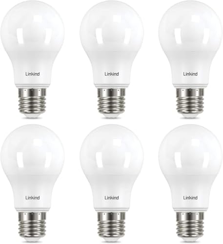 Linkind 8.2W E27 Energiesparlampe, ersetzt 60W Lampe, 2700K Warmweiß A60 Edison Birne, 220° Abstrahlwinkel, nicht Dimmbar, E27 LED Leuchtmittel, 6 Stück