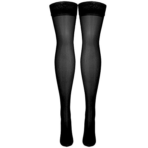 NuVein Sheer Compression Stockings for Women, 15-20 mmHg Support, Medium Denier, Thigh High, Closed Toe, Black, Medium4