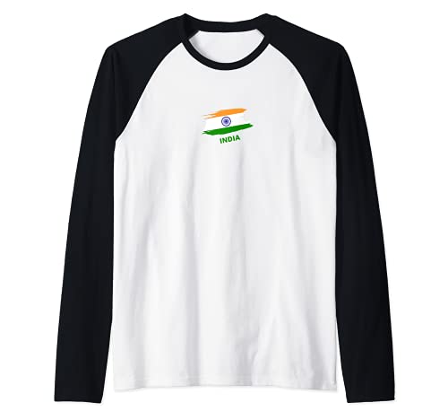 Flag India Raglan Baseball Tee, Black