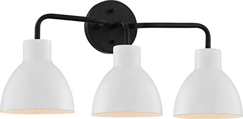 Nuvo 60/6786 3-Light Sloan Vanity Fixture, Matte Black Finish with White Shade