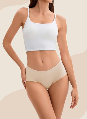 Camel Toe Cover Underwear Women 3 Pack, Seamless Stretch Panties Breathable Full Coverage Hipster Briefs2