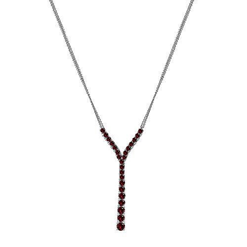 Sterling Silver Genuine or Created Gemstone Round Graduated Statement Lariat Y-Necklace3