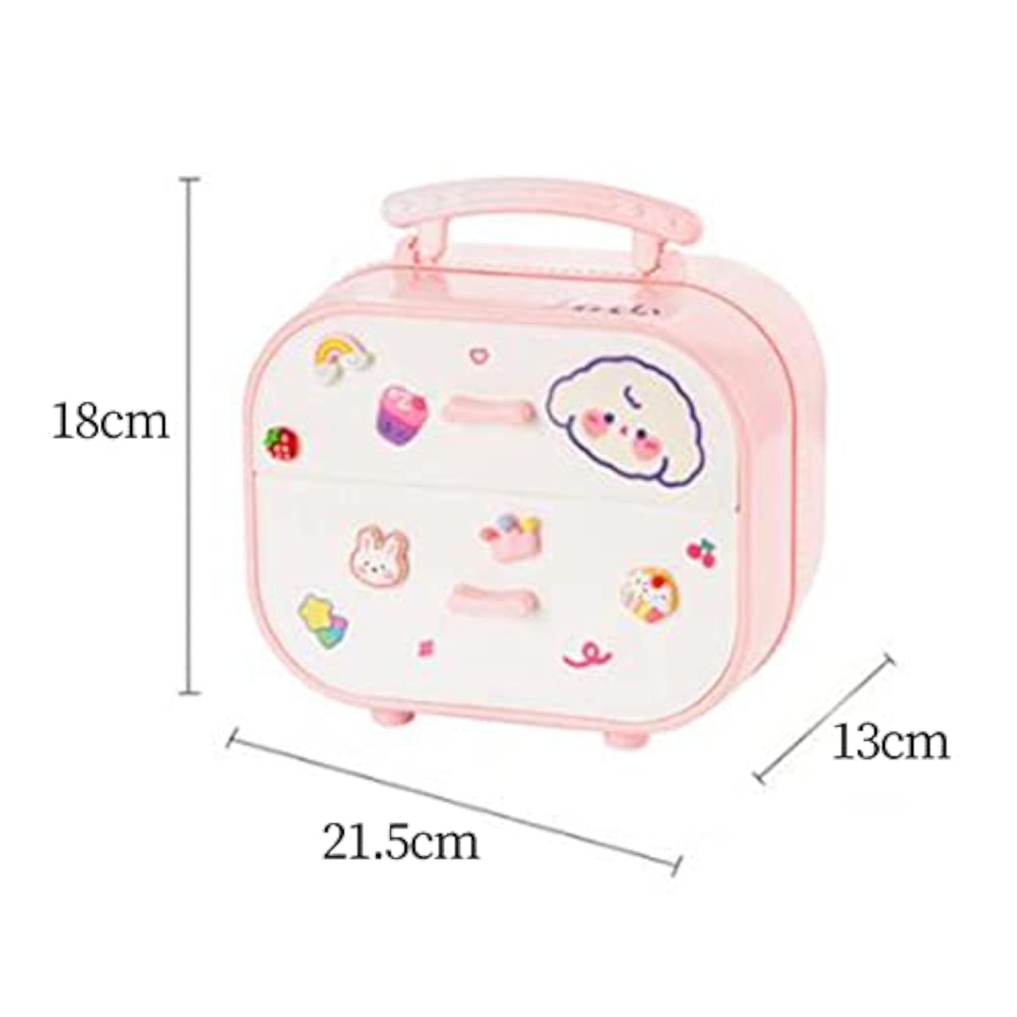 2Pcs Girls Jewelry Carry Box with 2 Layer Drawer