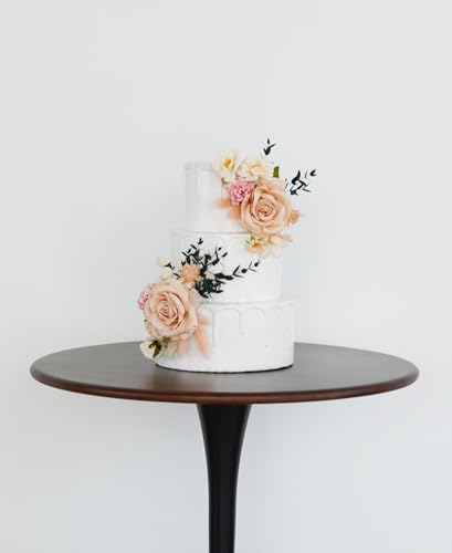 Decoración para pastel con Flores rosas y Pasto pampas beige miniatura 4
