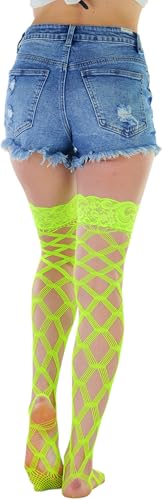 Image of ToBeInStyle Women's Multi-Strand Large Diamond Fence Net Thigh High Stockings