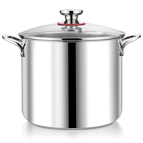 Comparison: Best Pots For Cooking On Gas Stove 4 P&P CHEF 12 Quart Stainless Steel Stock Pot with Lid, Large Stockpot for Cooking Pasta Soup, Cookware for Induction Gas Electric Stoves, Visible Lid & Measuring Markings, Dishwasher Safe
