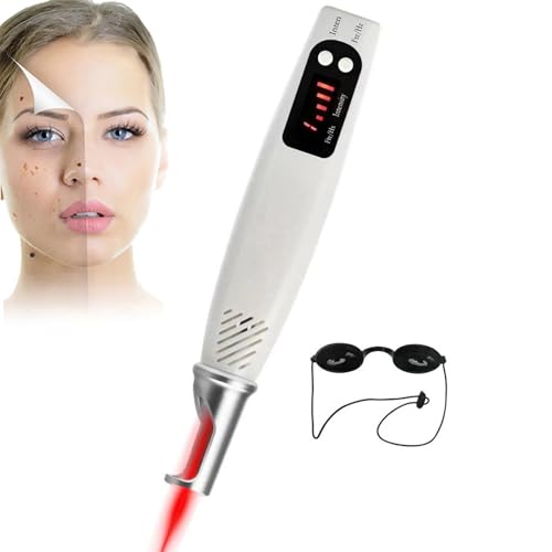 YOIUTRGDK Máquina de eliminación de Tatuajes con láser de picosegundos, Terapia de luz, Pigmento de luz Azul/roja, eliminación de Cicatrices, Lunares, pecas y Manchas oscuras, con Gafas.(Red)