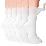 GRPSKCOS Diabetiker Socken Herren 6 Paar Komfortbunud ohne Naht Socken ohne Gummibund Diabetikersocken für Herren Damen(#2 Weiß, 39-42)
