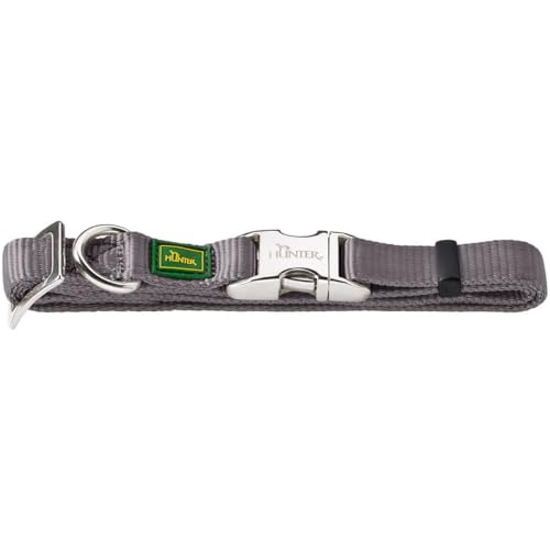 HUNTER VARIO BASIC ALU-STRONG Halsung, Hundehalsband, Nylon, Aluminium Steckverschluss, S, grau