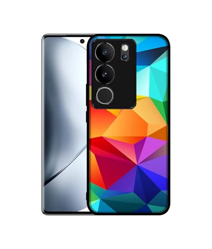 Image of Colorful Pattern Design Premium 2D Printed Metal Back Case Cover for Vivo V29 5G / V29 Pro 5G