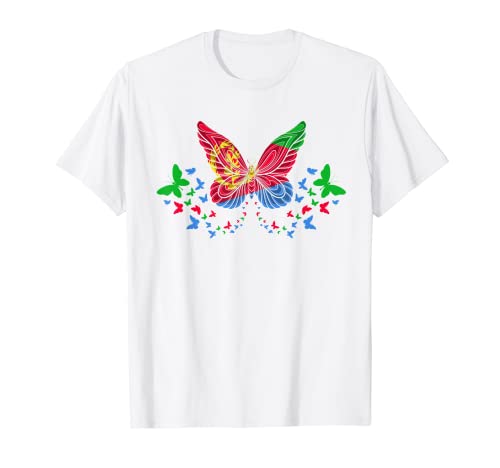 Eritrea Eritrean Eritrea Flag Butterflies T-Shirt