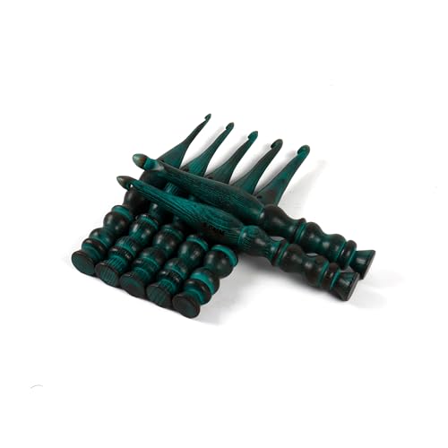 Agujas de ganchillo ergonómicas de palisandro verde con 7 tamaños para tejer a mano 4