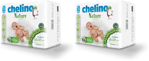 Chelino Nature, Cambiador infantil, 60x60, 25 unidades. (Paquete de 2)