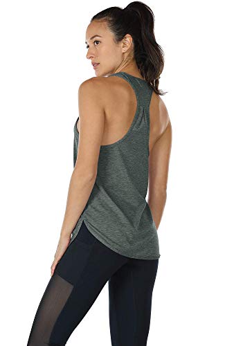 Icyzone Workout Tank Tops For Women - Athletic Yoga Tops, Racerback Running Tank Top Loose Fit(Pack Of 2) (S, Smoke Pine/Dusty Orange) #TOP2