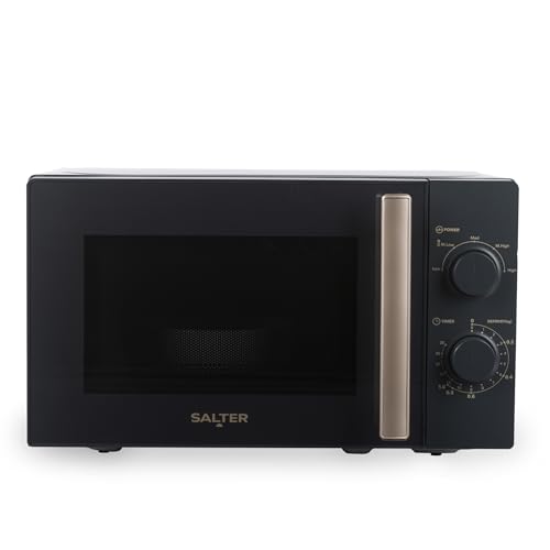 Salter Marino Microondas - Horno microondas individual de 20 litros, 950 W, compacto, 5 niveles de potencia, función de descongelación, temporizador de 35 minutos, control manual de esfera, tocadiscos