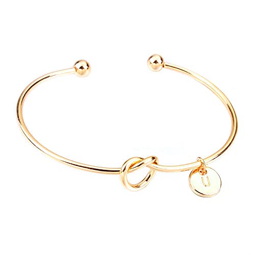 Personalized Tie The Knot Bracelet for Bridesmaid Proposal - Bridesmaid Gift - Maid of Honor Gift, Flower Girl Gift, Junior Bridesmaid Gift (Gold, E)