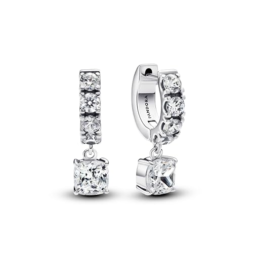 Pandora Timeless 293547C01 - Pendientes de doble pavé de plata de ley con circonitas cúbicas, Klar, Plata de ley, Circonia cúbica
