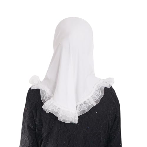 MuLanLegend Cotton Lace Hijab | Princess Nur | Girls Kids Instant Slip-on Scarf Sarong | Ligthweight and Comfortable4