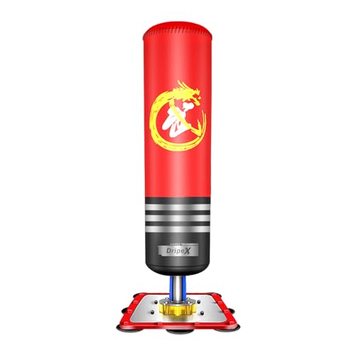 Dripex Freestanding Punching Bag - 47" Kids Heavy Boxing Bag with Suction Cup Steel Base, Children Free Stand Kickboxing Bags Kick Punch Bag | Red
