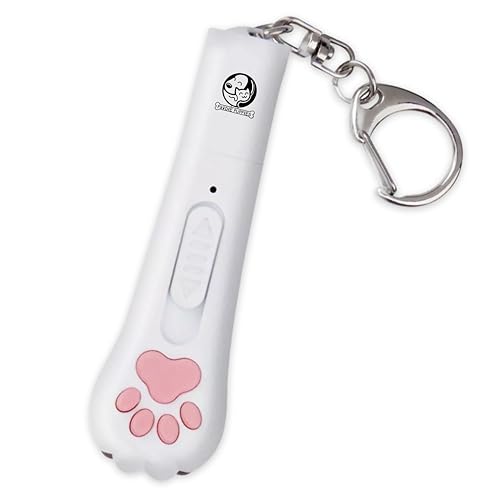 Image of Foodie Puppies Paw Shape USB Laser Pointer Cat Teasing Toy with 5 Adjustable Patterns I Pet Chaser Tease Laser Light with Keyring for Cats, Kitten, Puppies & Dogs I Fun Exercise & Training Toy