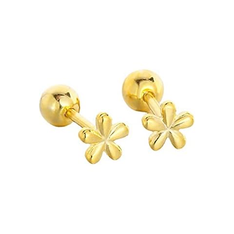 18G Tiny Flower Stud Cartilage Earrings for Women Girls 925 Sterling Silver Mini Cute Daisy 3mm Ball Barbell Screw Back Studs Sleeper Tragus Post Minimalist Hypoallergenic Piercing Body Jewelry Cover