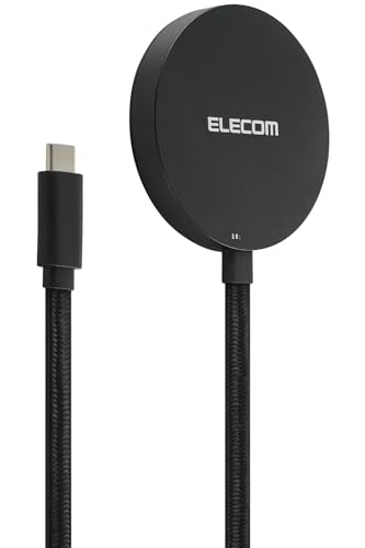 エレコム Qi2 正規認証品 ワイヤレス 充電器 15W マグネット 卓上 メッシュケーブル 【iPhone 15 14 13 シリーズ対応】 ブラック W-MA05BK