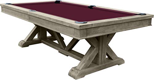 Playcraft Brazos River 8’ Slate Pool Table - Billiard Tables with Solid Hardwood & 3pc Slate System - Perfect for Game Room, Office or Dens - 25 Cloth Colors