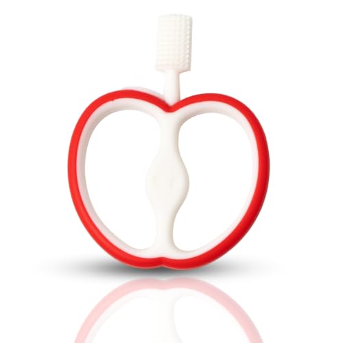 Image of Apple Shape Soft Silicone Teether for Baby Gums, Teething Toys for Babies, BPA Free, Pain-Relief, Non-Toxic, 100% Food Grade, Soothing & Smooth Edges Easy to Grasp Chewable - Red (Pack of 1)