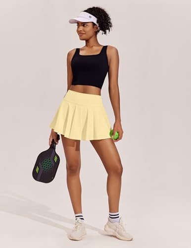 Image of PINSPARK Womens Tennis Skirt Pleated Athletic Skirts with Pockets Shorts High Waisted Golf Skort for Workout Pickleball