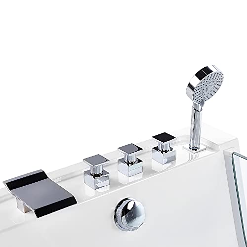 Freistehende Badewanne Whirlwanne aus Sanitäracryl weiß 170 x 80 cm Oyon