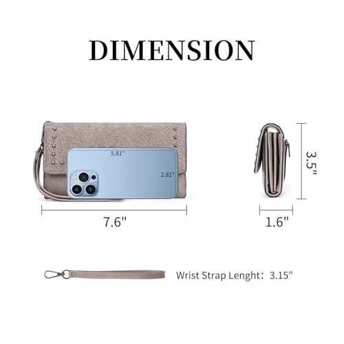 Image of FALAN MULE Wallets for Women Trifold Wristlet Wallets Large Capacity RFID Blocking Ladies Purse Credit Card Holder